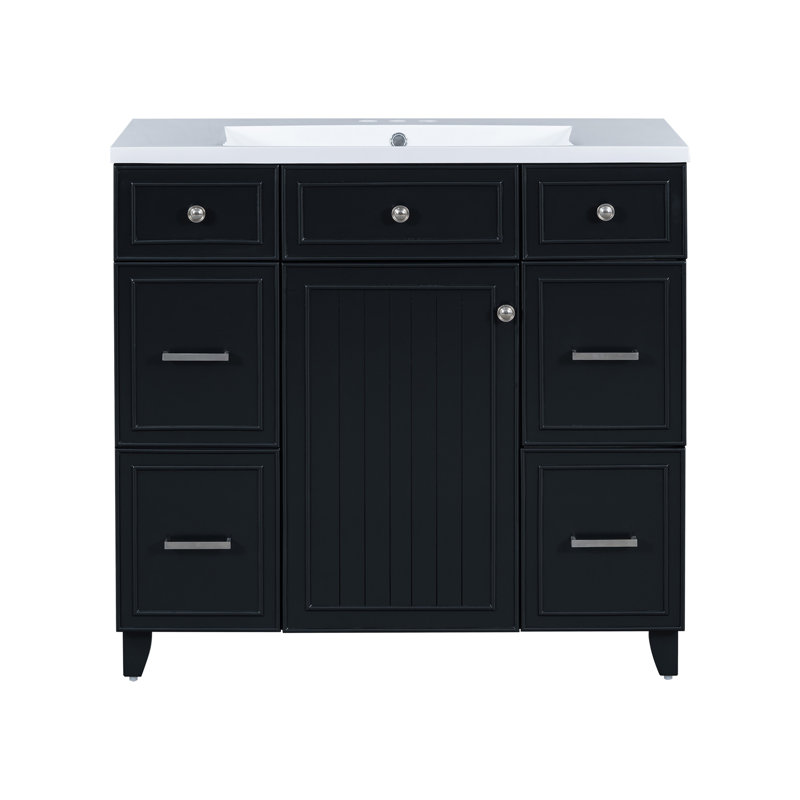 Luxurious Bathroom Vanity With Premium Features And Functional Design, Silver, Black