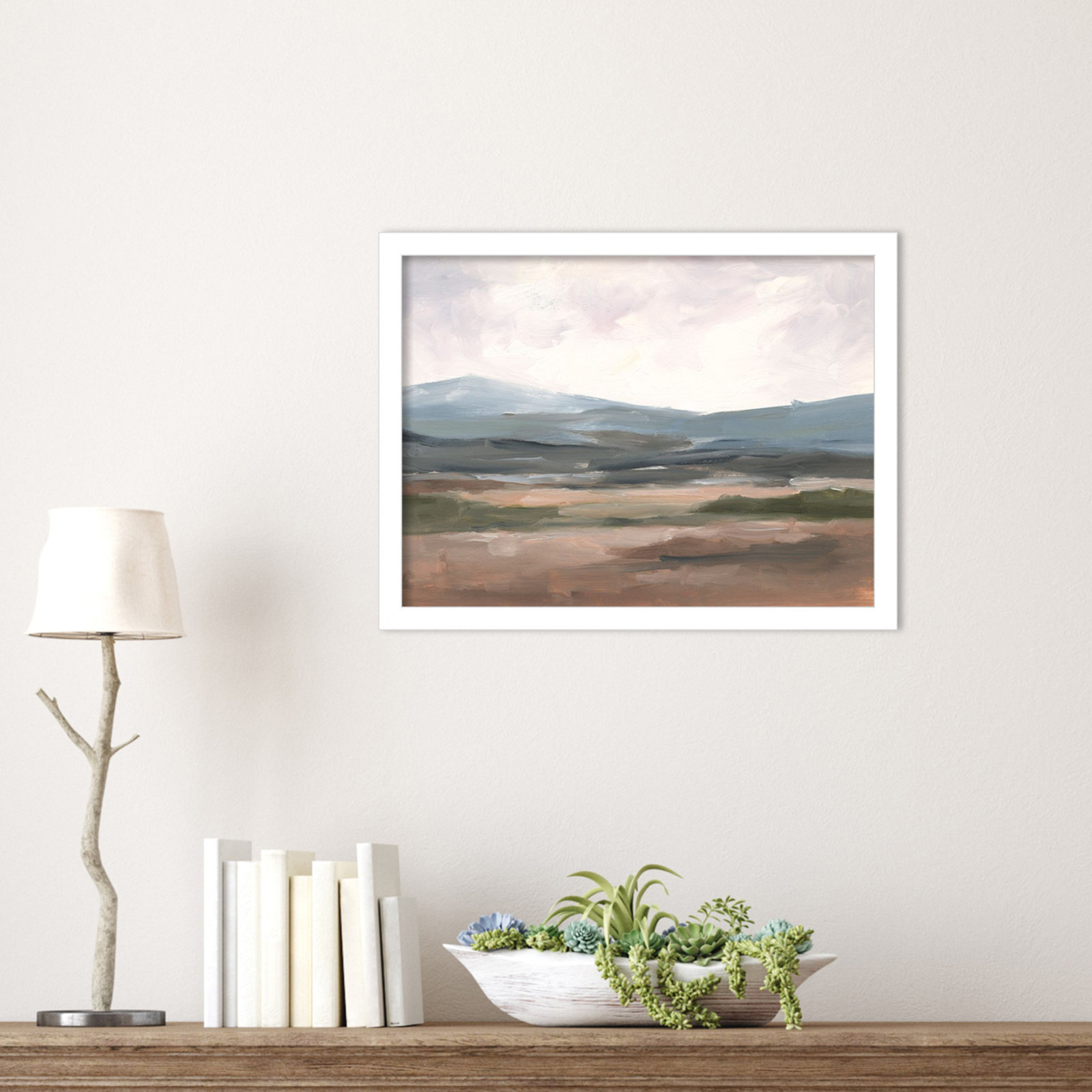 Serene Mountain Study I by Ethan Harper Wood Framed Wall Art Print, White, 13" H x 17" W