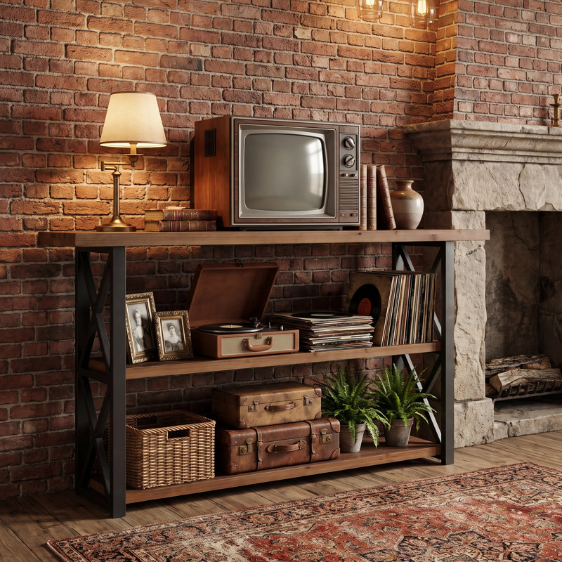 160 cm W Solid Wood Top Console Table