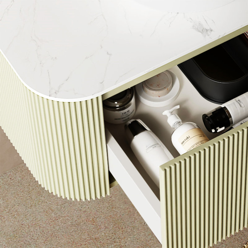 Meuble-lavabo de salle de bain 30 po avec tiroir et armoire de rangement en céramique, Vert clair