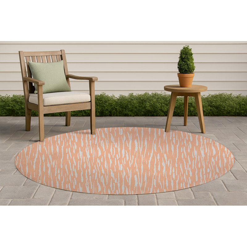 Spectrum Strands Non-Slip Outdoor Rug, Round 5'