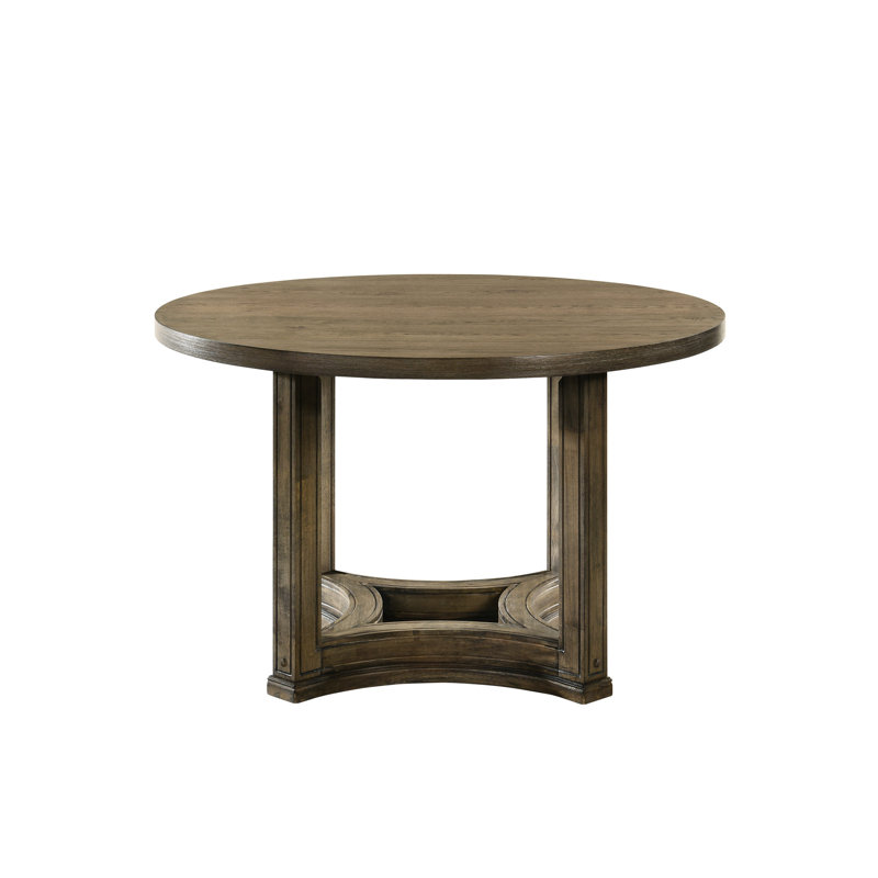 Table de salle à manger en placage de chêne patiné - ronde, 30 po de hauteur, 95 lb de poids, 45 mm d'épaisseur, plateau rond, 95 lb, minimaliste