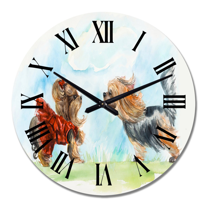 Yorkshire Terrier Dogs Meeting - Horloge murale traditionnelle, Grand