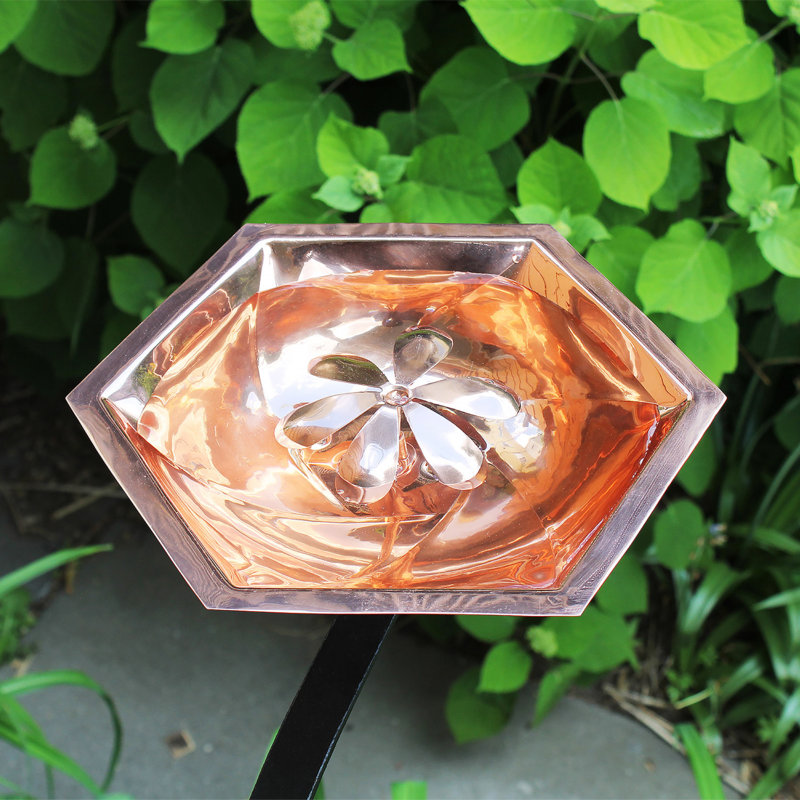 Hexagonal Copper Bee Fountain & Birdbath with Rail Mount