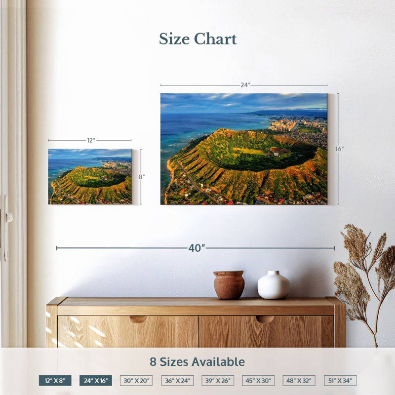 Nicci Diamond Head In Hawaii, 16" H x 24" W