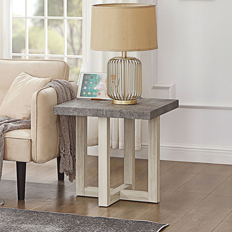 Table de bout, Faux béton / blanc