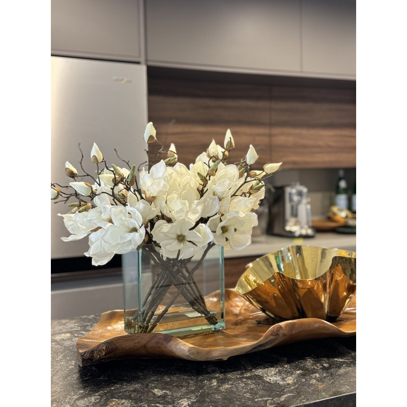 Magnolia Arrangement in Vase, White