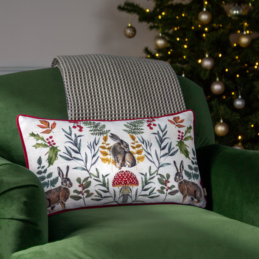 Mirrored Hare Floral Rectangular Scatter Cushion Cushion Cover