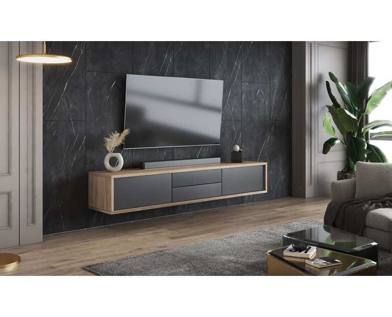 Shirel Unfinished TV Stand for TVs up to 70", Anthracite