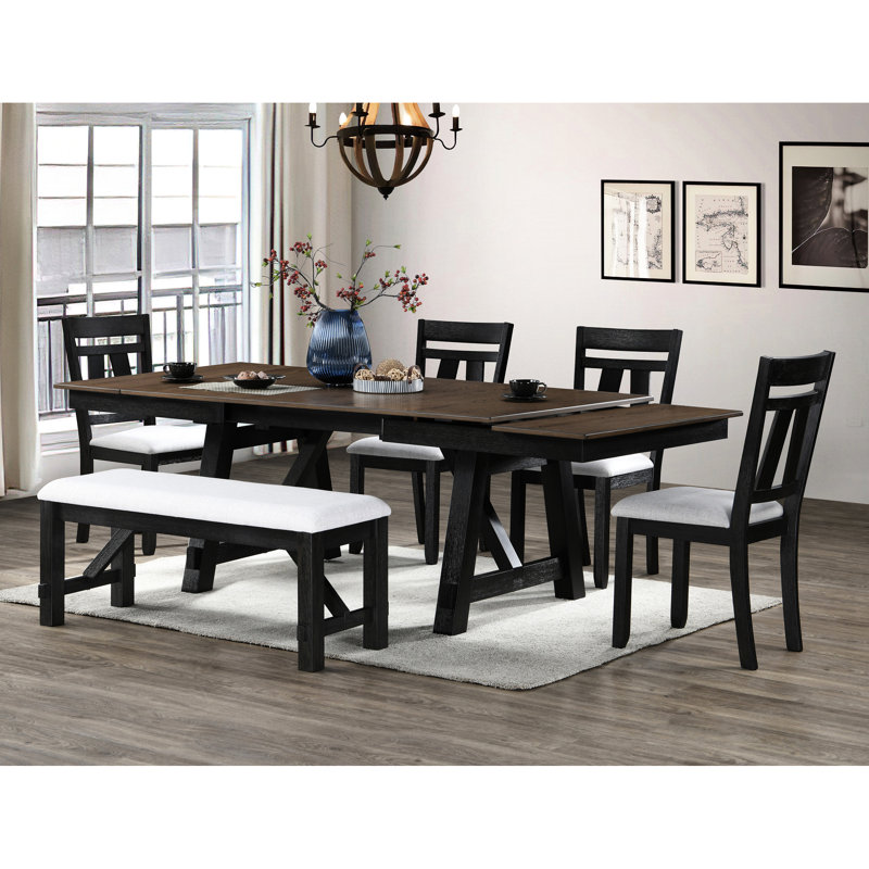 2 chaises de salle à manger de style transitionnel, bord rembourré couleur blé anthracite, en bois avec pieds carrés, 2 pièces, poteaux