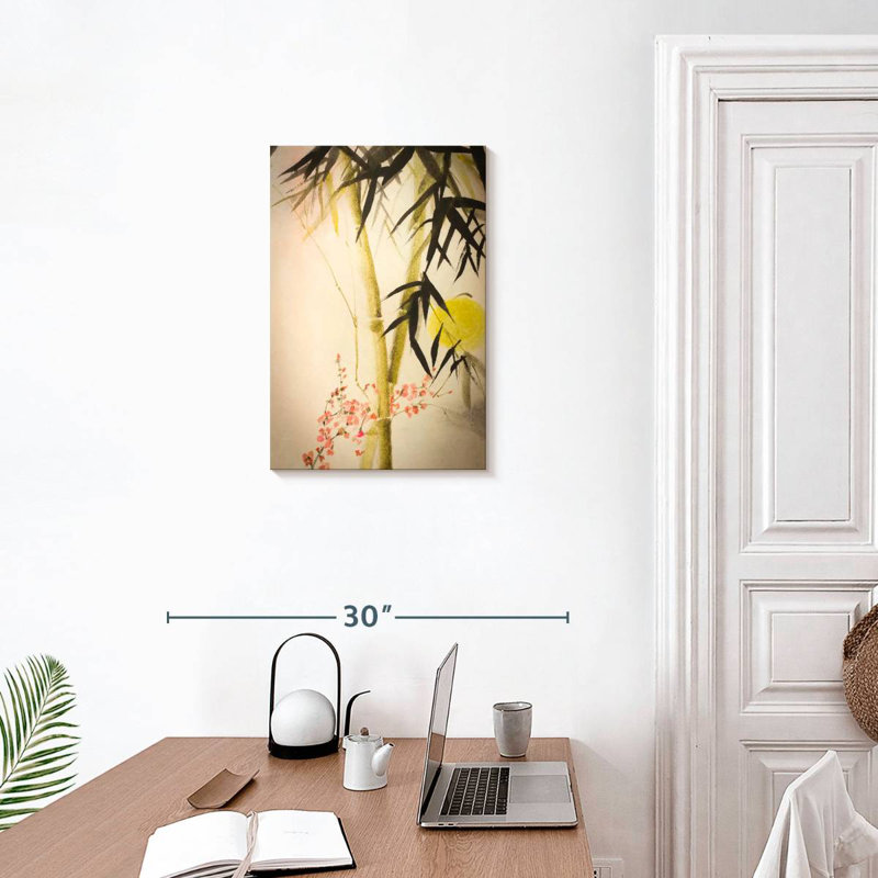 Bambou Harnek et fleurs de prunier, H 24 po x l 16 po