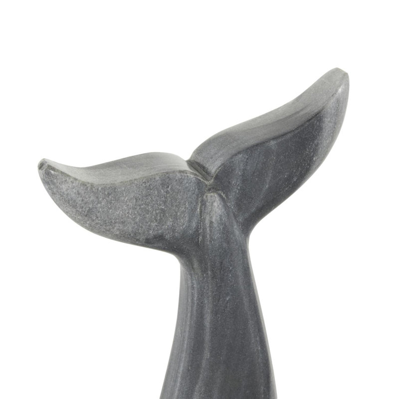 Cole And Grey Marble Tail Whale Sculpture, Gray
