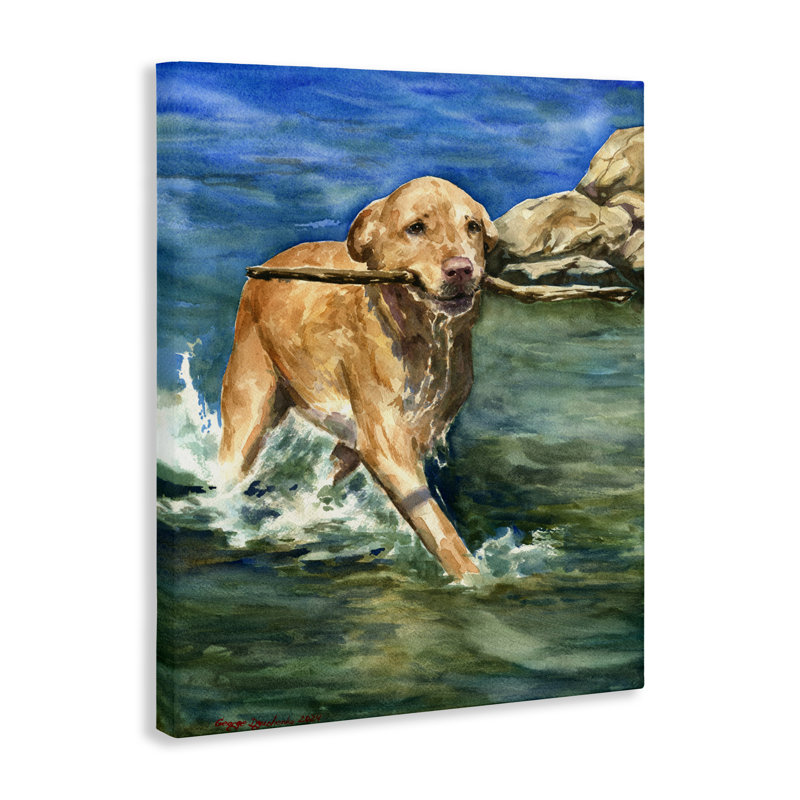 «Happy Labrador with Stick Stick», conception de George Dyachenko, H 30 po x l 24 po