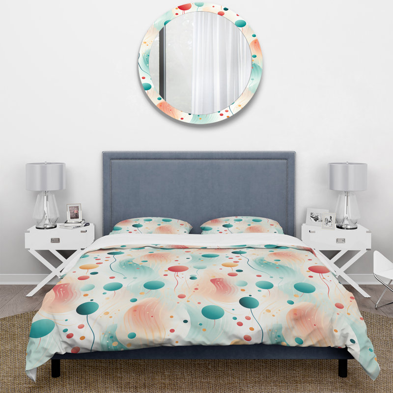 Ensemble de housse de couette Green and Coral Nostalgic, Housse de couette pour très grand lit et 2 très