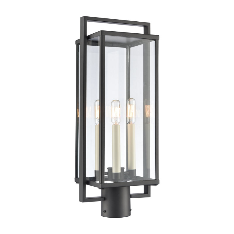 Lampadaire d'extérieur à 3 lumières de 21,5 po de hauteur Gladwyn - Noir mat