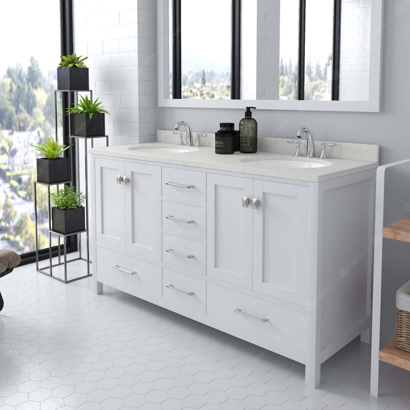 Ensemble de meuble-lavabo double 60 po Zaair, Blanc