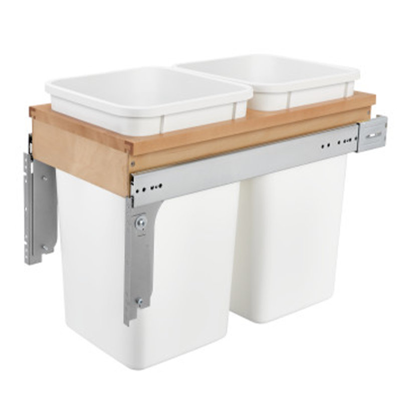 Poubelle escamotable en bois Rev-A-Shelf , Ouverture minimale de l'armoire de 13,5 po, 27 QT