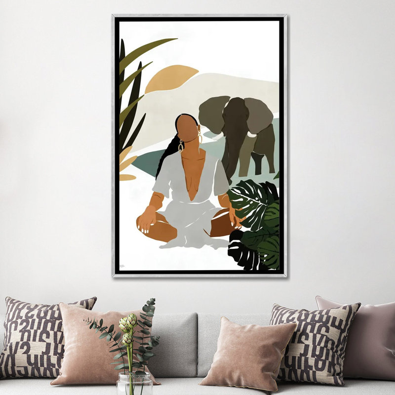 Rayne par Bria Nicole - impression d'art graphique, Pas de tapis, H 60 po x l 40po x P 1,5 po, Toile avec cadre argenté