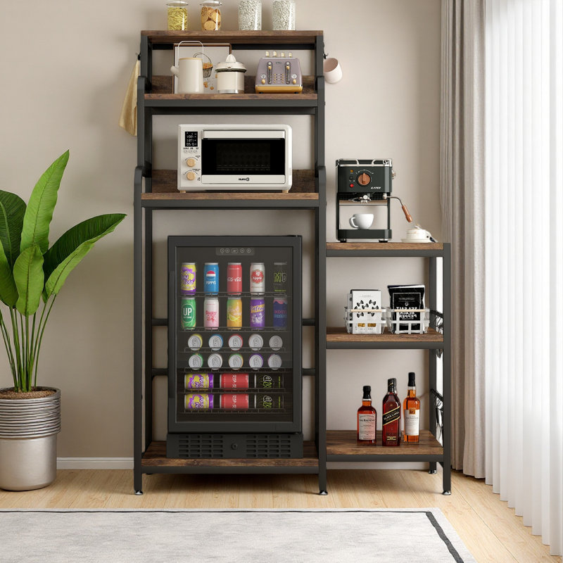 Mini-frigo multifonctionnel à 7 niveaux avec 2 prises AC / 2 prises USB - étagère de rangement pour café et boulanger, étagère de rangement utilitaire