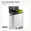 Poubelle de cuisine en acier inoxydable argenté à double compartiment de 16 gallons avec couvercles à fermeture douce-135273361