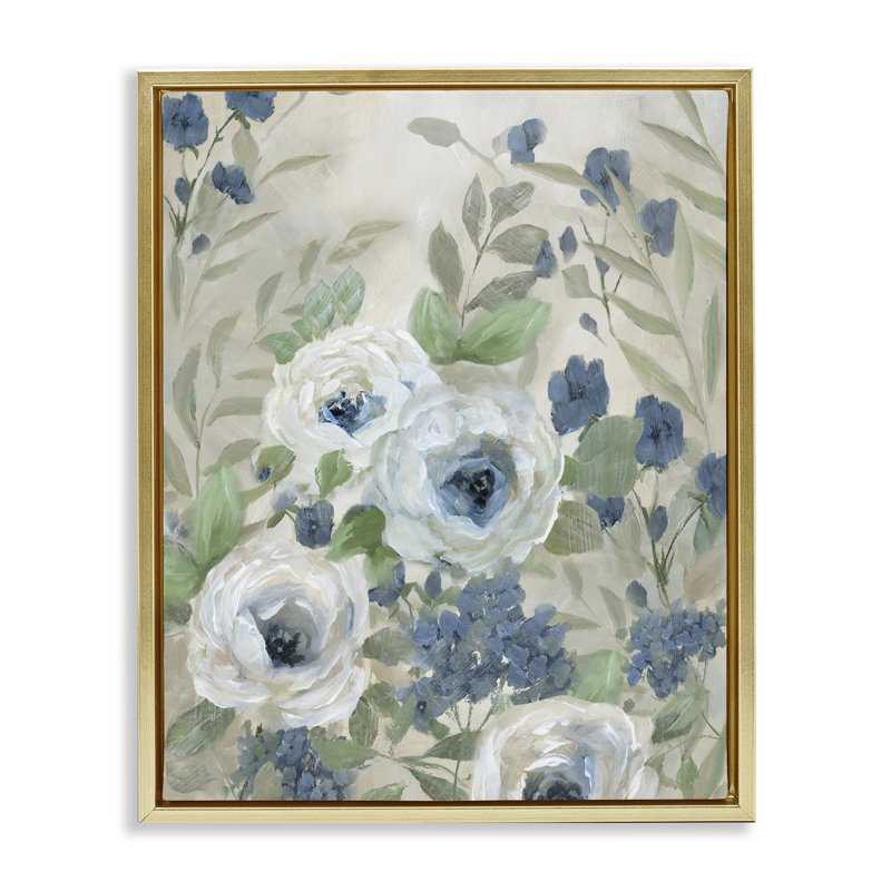 "Blossoms", art mural sur toile flottante, H 21 po x l 17 po, Cadre flottant métallique doré