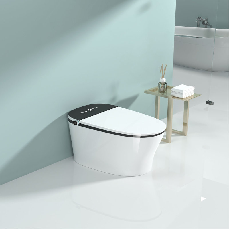 Toilette intelligente avec bidet intégré, toilette à ouverture et fermeture automatique à une pièce ADA, siège chauffant, lavage avant et arrière, affichage à DEL, veilleuse, installation brute de 12 po