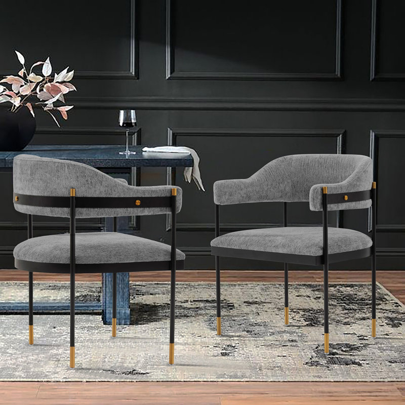 Fauteuil en chenille de métal gris Lia, Gris