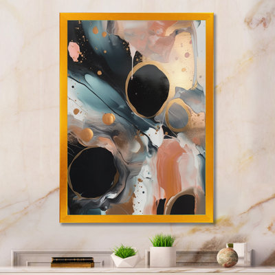 Reproduction d'art sur toile en marbre noir et or marbré