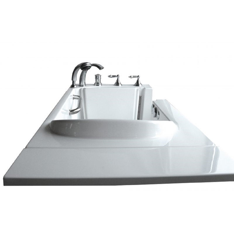 52'' x 30'' Walk-in Whirlpool Fiberglass Bathtub with Faucet, White, Right
