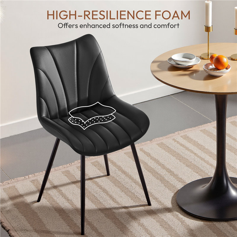 52cm H Tufted Upholstered Side Chair, Black