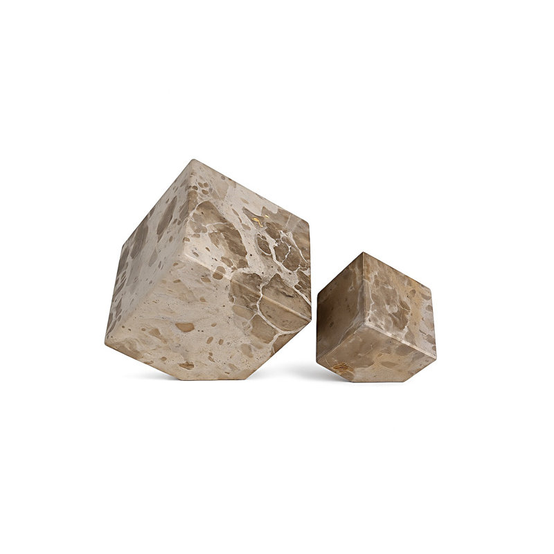 Butterscotch Marble Cube Object Sm., 5" H x 5" W x 5" D
