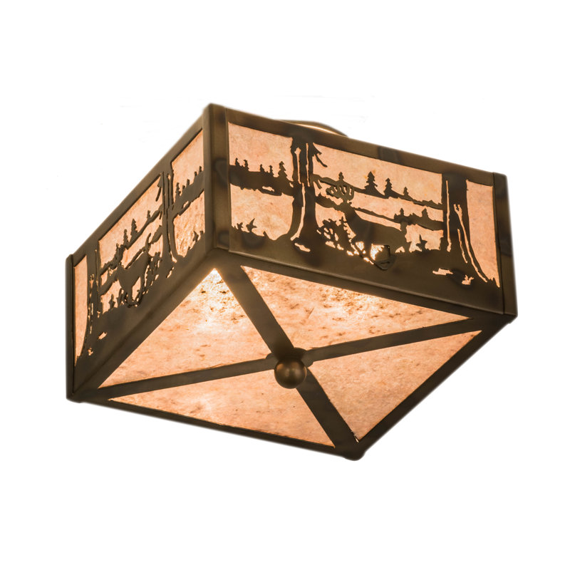 Deer At Lake 2 - Light Outdoor Semi Flush Mount