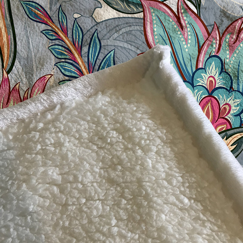 Plain Weave / Muslin Throw Blanket, Gray/Pink Floral