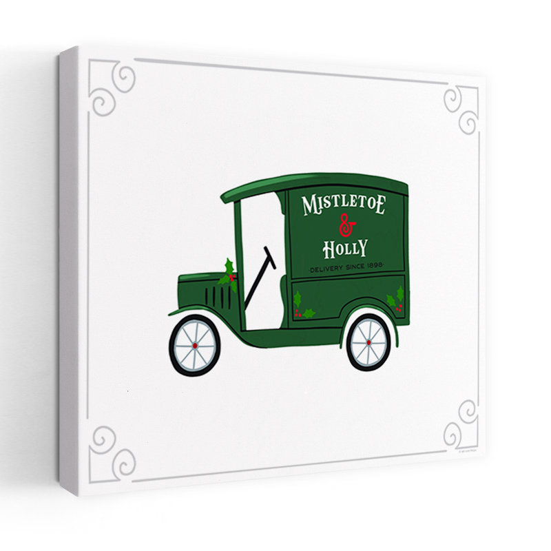 Mistletoe Holly, camion de livraison rétro, art rétro, H 32 po x l 32 po