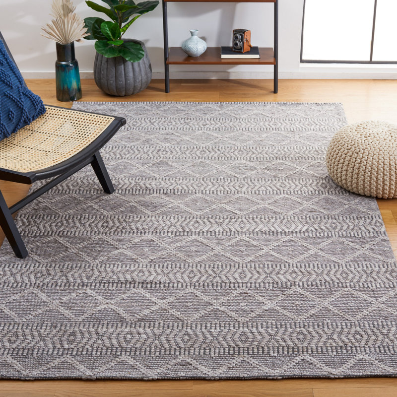 Tapis gris en laine et coton tissé à plat Marbella, Rectangle 4 pi x 6 pi