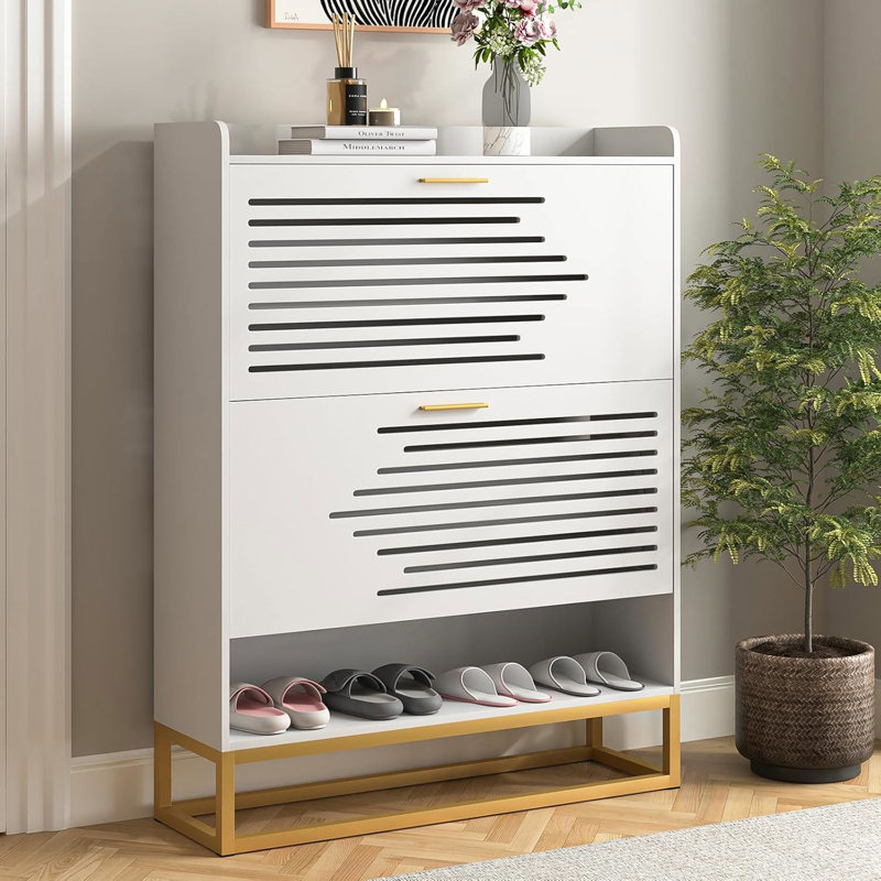 20 paires de rangement à chaussures rabattable, Blanc