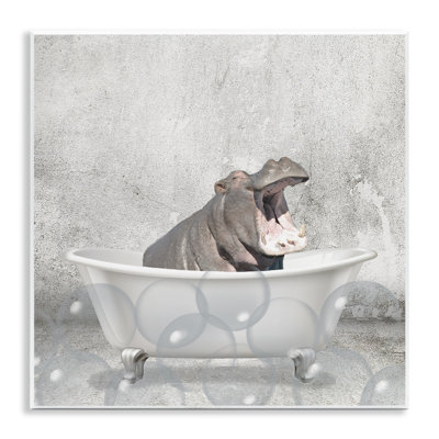 'Baby Hippo Bath Time' - Painting Print