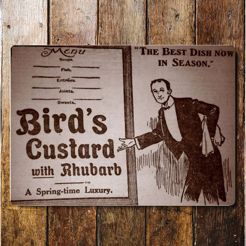 Birds Custard with Rhubarb Metal Wall Décor, 40cm H x 60cm W