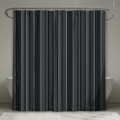 Rideau de douche à rayures noires - Motif de décor de salle de bain moderne