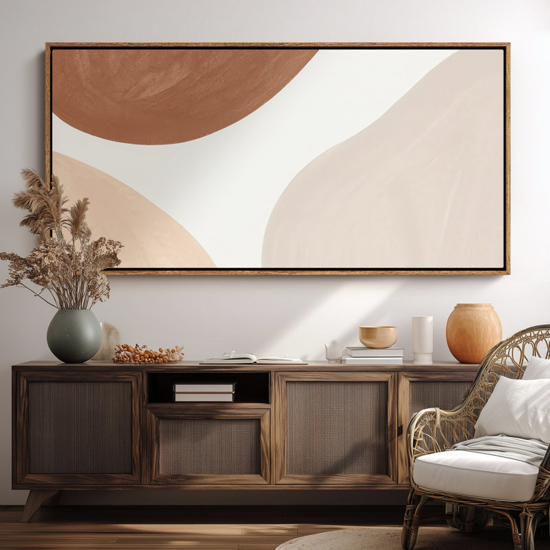 Très grand art mural rétro encadré pour art classique, H 30 po x l 60 po, Naturel
