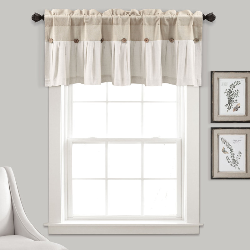 Linen Button Pleated Rod Pocket Window Valance