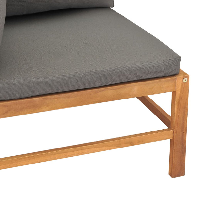 Cappe 26" Wide Teak Square Patio Sofa with Cushions, Gray
