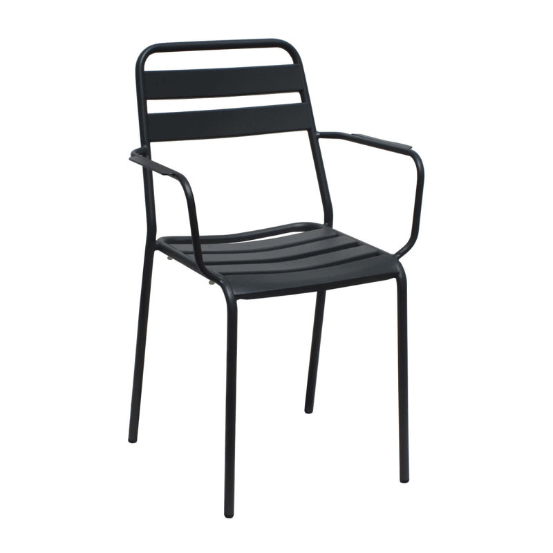 Khailah Stacking Patio Dining Armchair, Grey