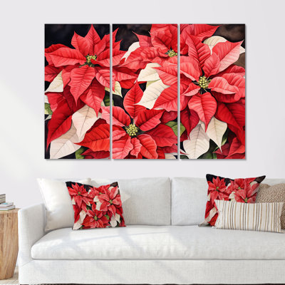 Poinsettias Minimalisme de rêve - Ensemble de décoration murale poinsettias