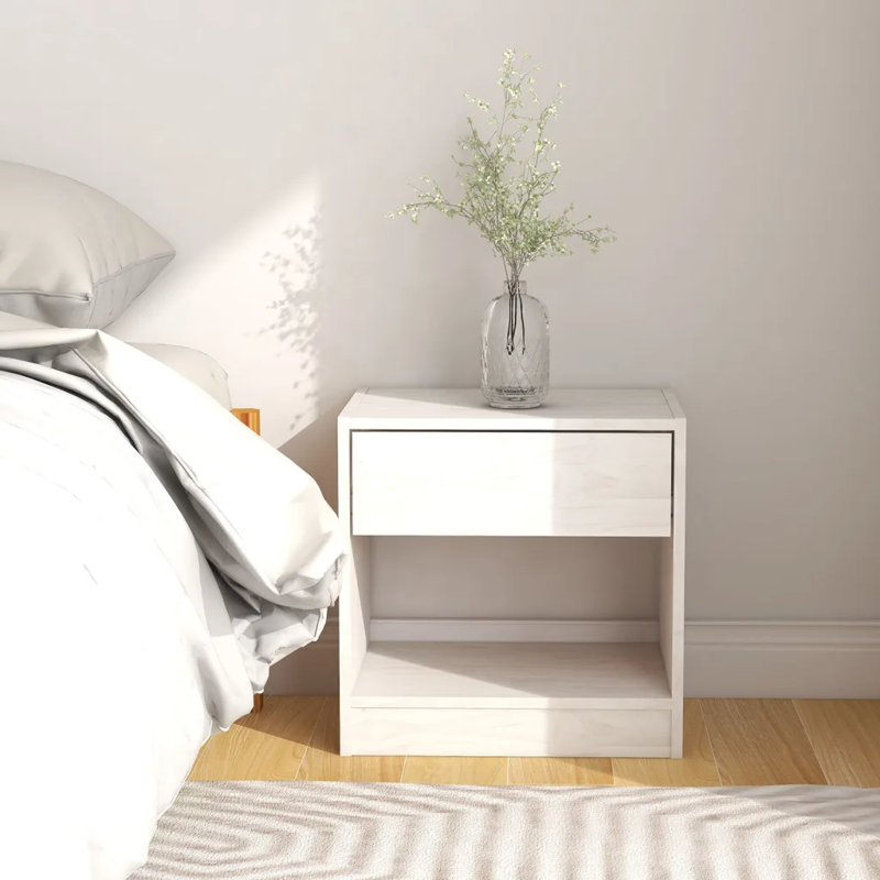 Table de chevet en bois massif vidaXL, Blanc
