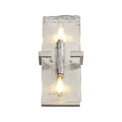 Applique murale 2 lumières en bronze champagne brossé avec verre d'eau martelé Aenon