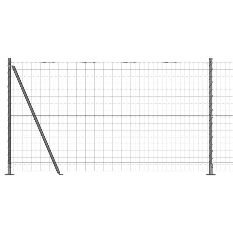 Euro Fence With 7 Posts Galvanised Steel, Grey, 120cm H x 1000cm W