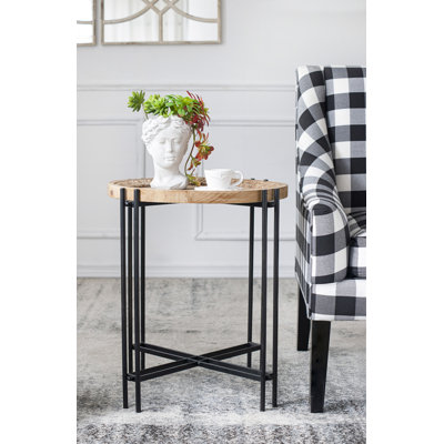 Table d'appoint ronde 21,5 "x 24" avec plateau en bois