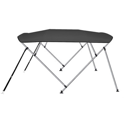 Toile imperméable pour bateau avec toit à deux parois en aluminium et toile à toile à double arceau avec toile de protection à double arceau et toile de toit à double paroi de 85 à 90 po de largeur, 2 sangles, 2 poteaux de soutien arrière, botte d