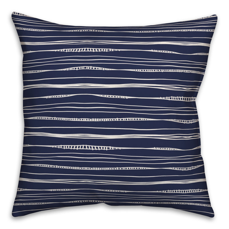 Coussin Kansas, 18" x 18", Bleu marine rayé 2